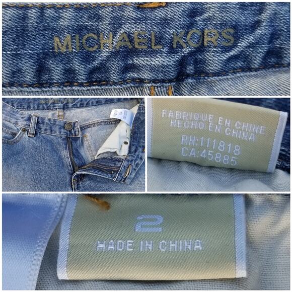 Studded Bootcut Jeans MK Michael Kors Size 2 Stretch Denim Embellished Pockets - Picture 4 of 11